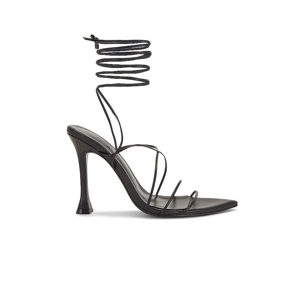 Camila Coelho 'Jolie' Black Leather Heel Size 8